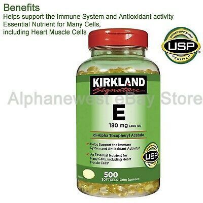 KIRKLAND – Vitamin E 180mg (400 IU) Di Alpha E Dietary Supplements (500 soft gels)