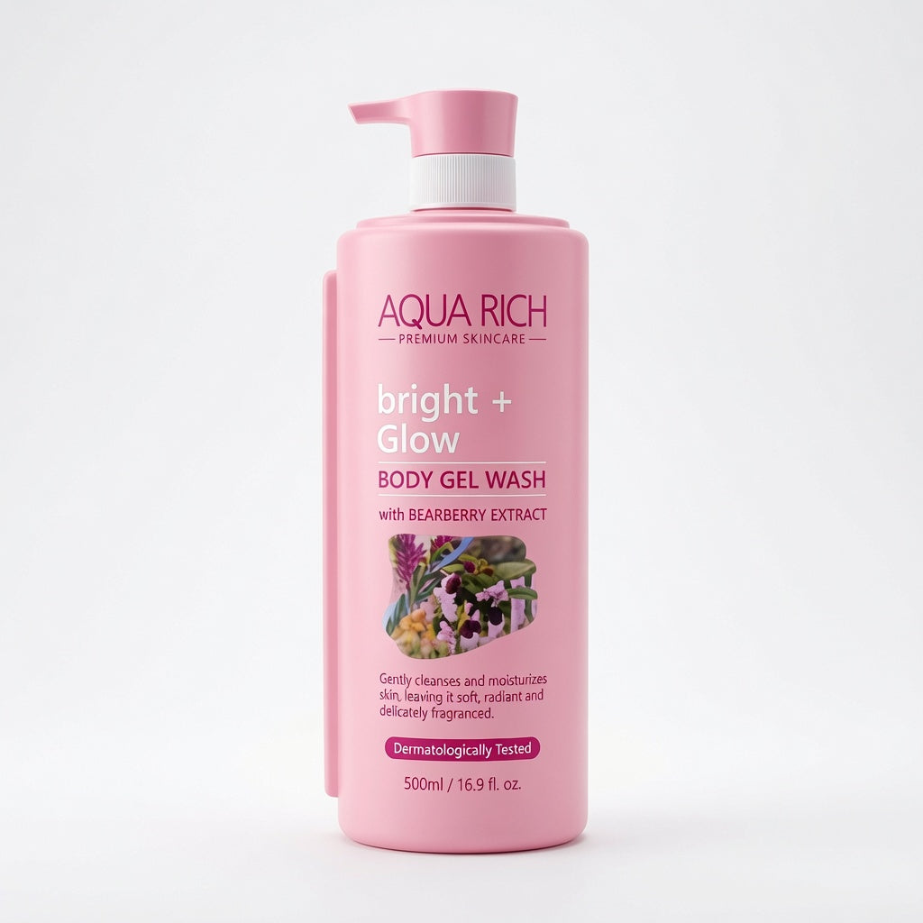 AQUA RICH Bright + Glow Body Gel Wash (Licorice Mulberry Root Extract) 1000ml