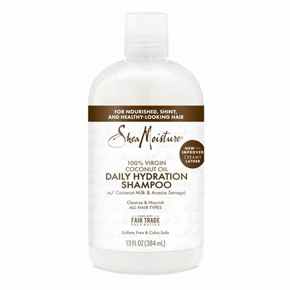 SHEA MOISTURE -100% VIRGIN COCONUT Daily Hydration (Coconut milk & Acacia Senegal) SHAMPOO 13 oz 384ml
