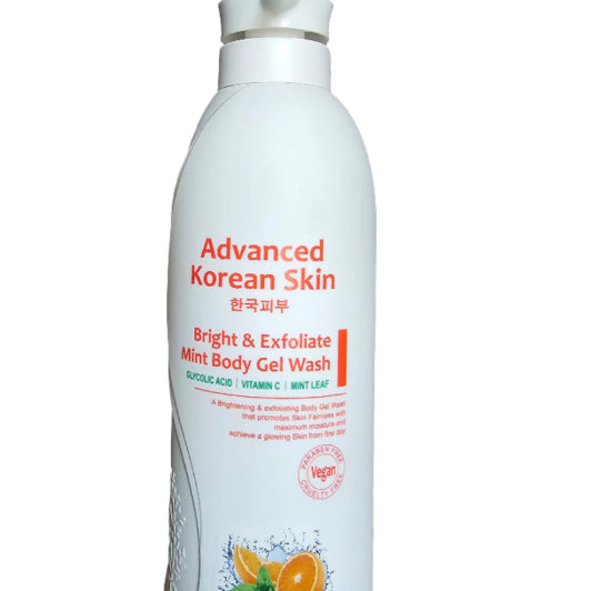 ADVANCED KOREAN SKIN -Bright and Exfoliate (Glycolic, Vitamin C &amp;amp; Mint leaf) Body Gel Wash 42.3 oz 1200ml