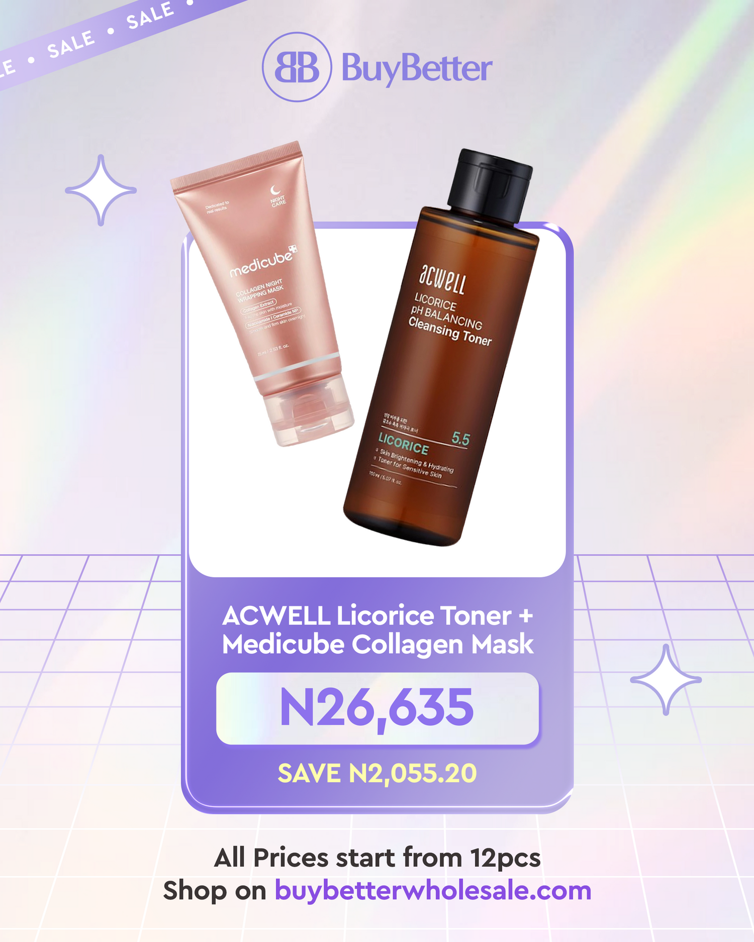 ACWELL &amp; MEDICUBE Wholesale Skincare Bundle (Toner + Night Mask)