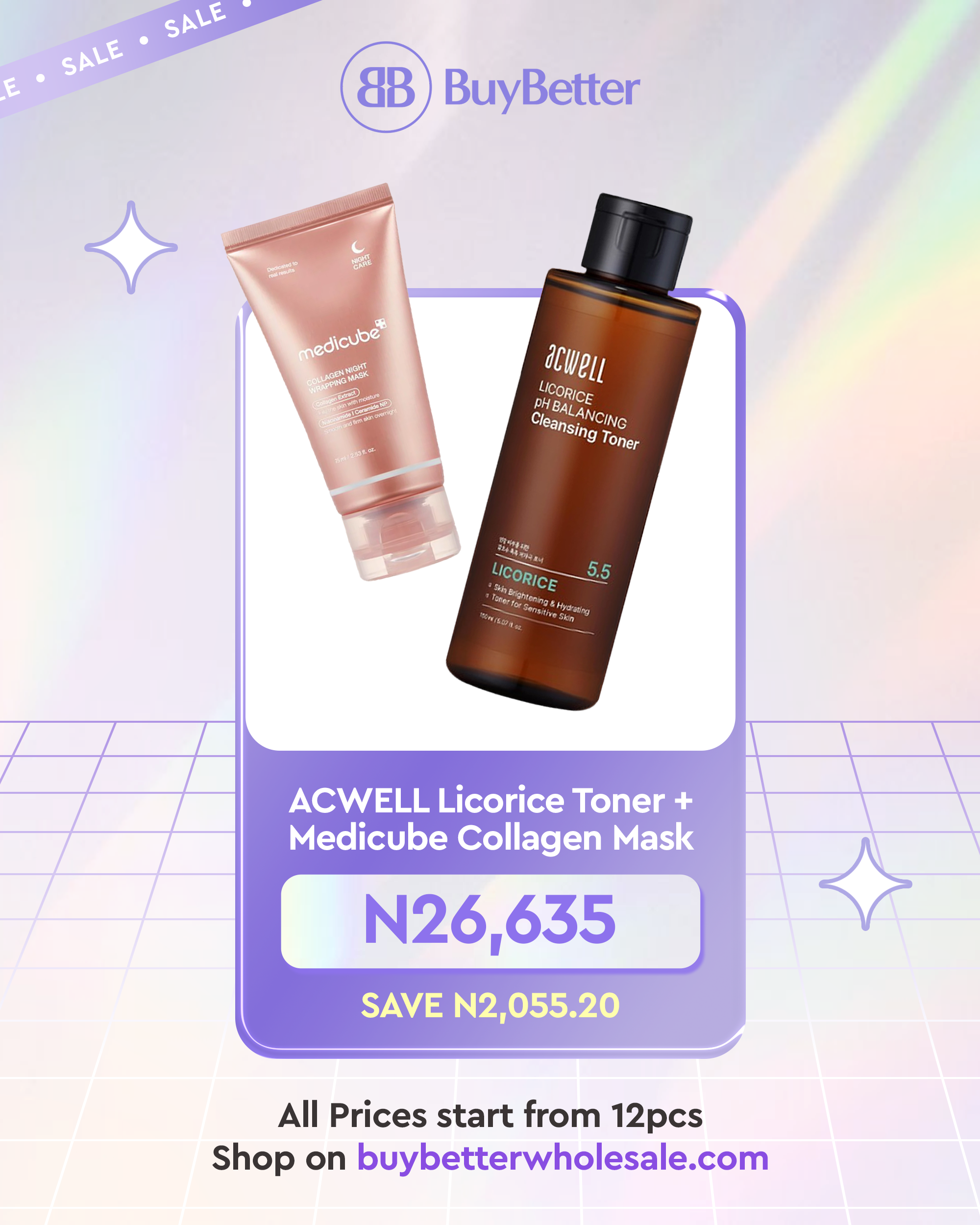 ACWELL &amp; MEDICUBE Wholesale Skincare Bundle (Toner + Night Mask)