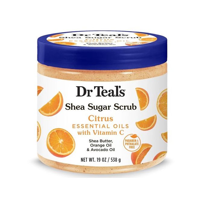 DR TEALS Shea Sugar Scrub (Citrus Essential Oils with Vitamin C) 538g