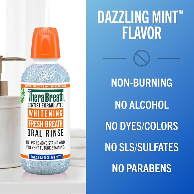 THERABREATH -Dentist Formulated Whitening Fresh Breath (Dazzling Mint) Oral Rinse 473ml