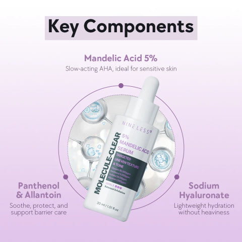 NINELESS -MOLECULE-CLEAR (5% Mandelic Acid) Serum 1.01 oz 30ml