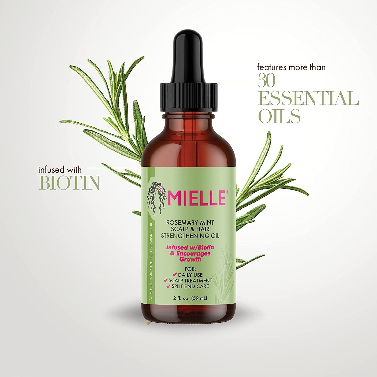 MIELLE -Rosemary mint Hair and Scalp Strengthening Oil 59ml