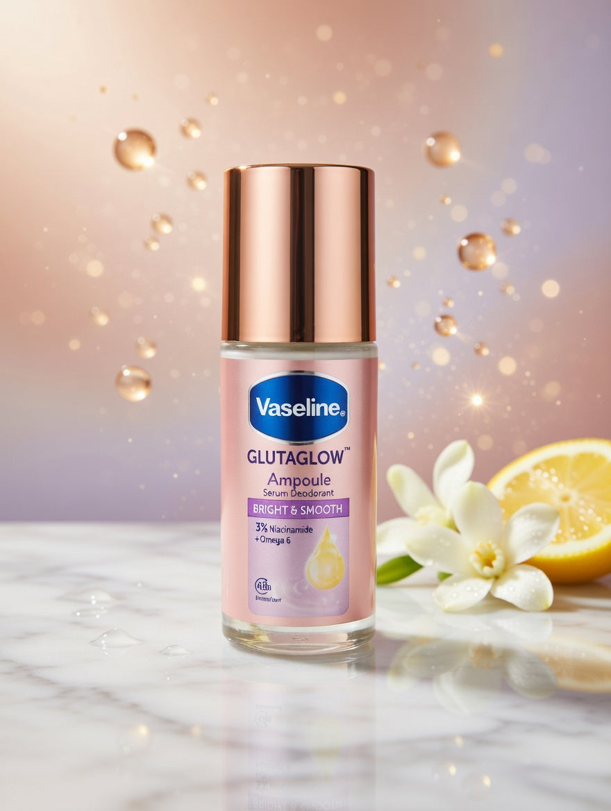 VASELINE -GLUTAGLOW Bright and Smooth (3% Niacinamide + Omega 6) Ampoule Serum 48hr Deodorant 45ml