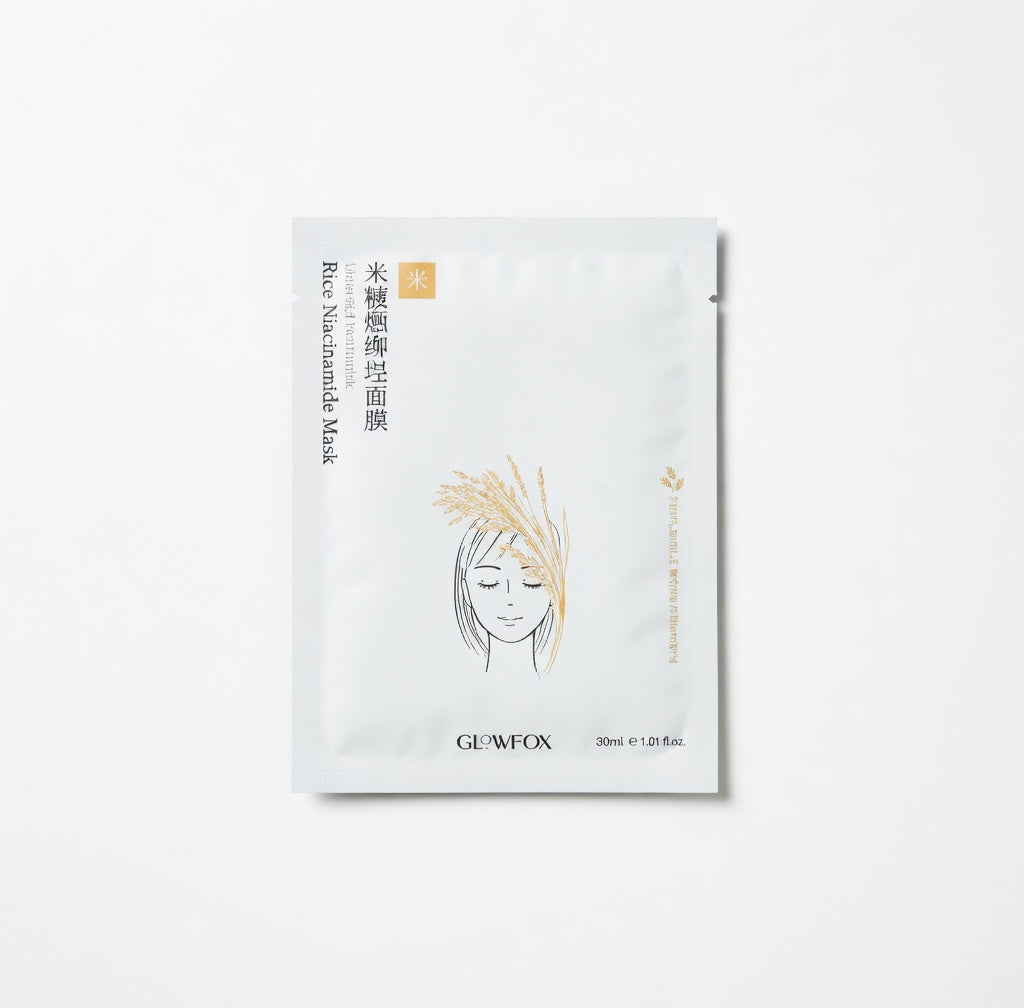 GLAMFOX -Glowing &amp; Mosturizing Rice Niacinamide Mask 23ml (5 sheets)